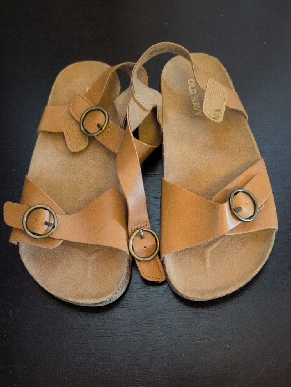 Old Navy Tan Buckle Slide Sandals for Kids
